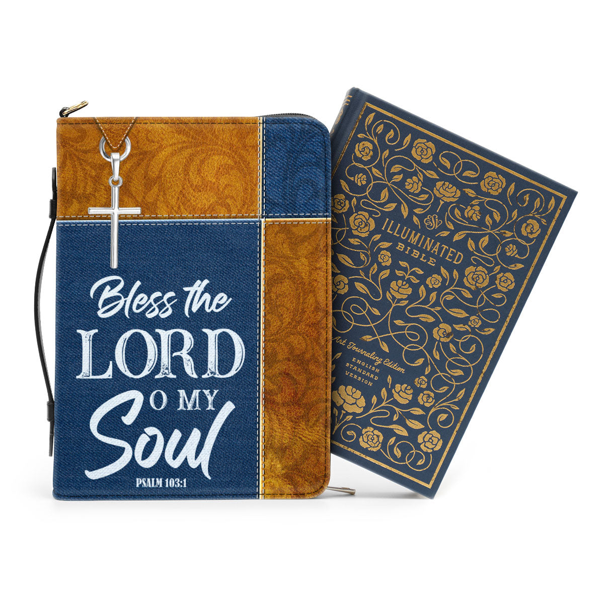 Jesuspirit | Personalized Bible Cover With Handle | Bless The Lord O My Soul | Psalm 103:1 | Inspiration Gifts For Christian People BCHN675