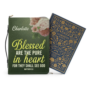 Jesuspirit | Spiritual Gifts Scripture For Church Members | Blessed Are The Pure In Heart | Matthew 5:8 | Personalized Zippered Bible Cover With Handle BCHN676