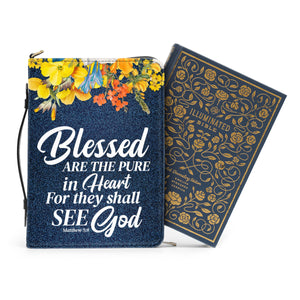 Jesuspirit | Matthew 5:8 | Personalized Zippered Bible Cover With Handle | Blessed Are The Pure In Heart | Religious Gift For Christians BCHN677