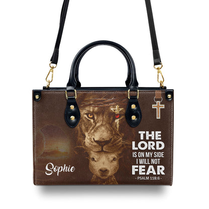 Special Personalized Lion Leather Handbag - The Lord Is On My Side H04