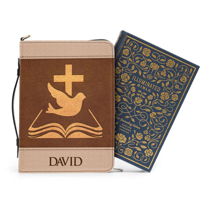 Jesuspirit Personalized Cross Bible Cover - By Grace Through Faith Bible Carrying Case With Zipper H14B