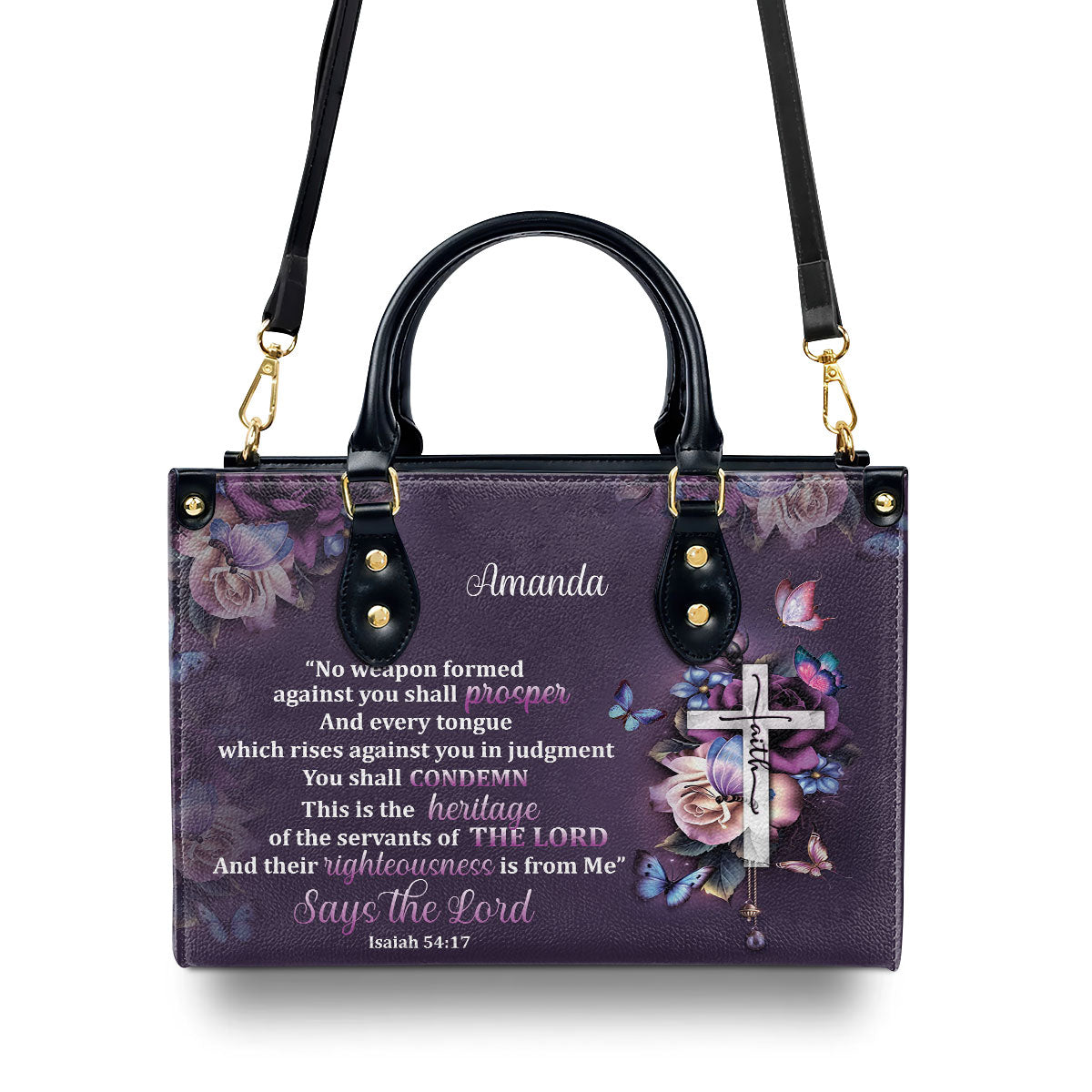 No Weapon Formed Against You Shall Prosper - Lovely Personalized Leather Handbag HH175E