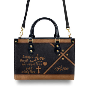 Shape Of Love - Personalized Christian Leather Handbag HHN392