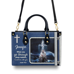 Special Personalized Jesus Leather Handbag - I Will Be With You HIHN302