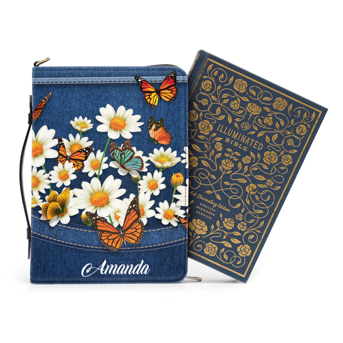 Beautiful Personalized Daisy And Butterfly Bible Cover HM422