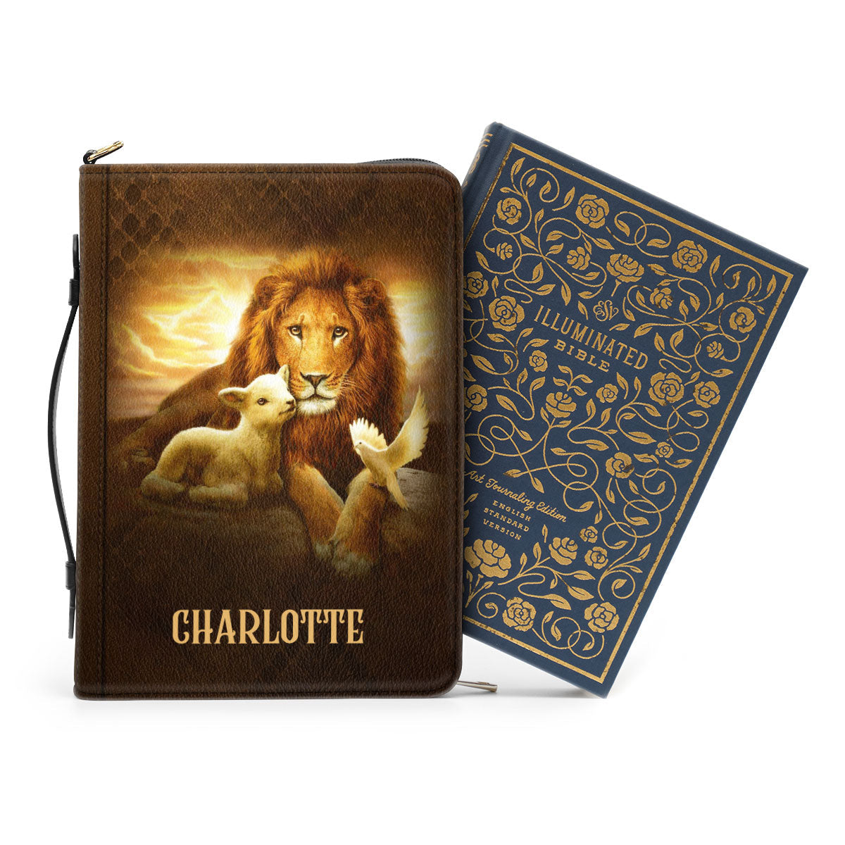 Jesuspirit | Personalized Lion Bible Cover With Zipper | Gift For Church Staff HN17