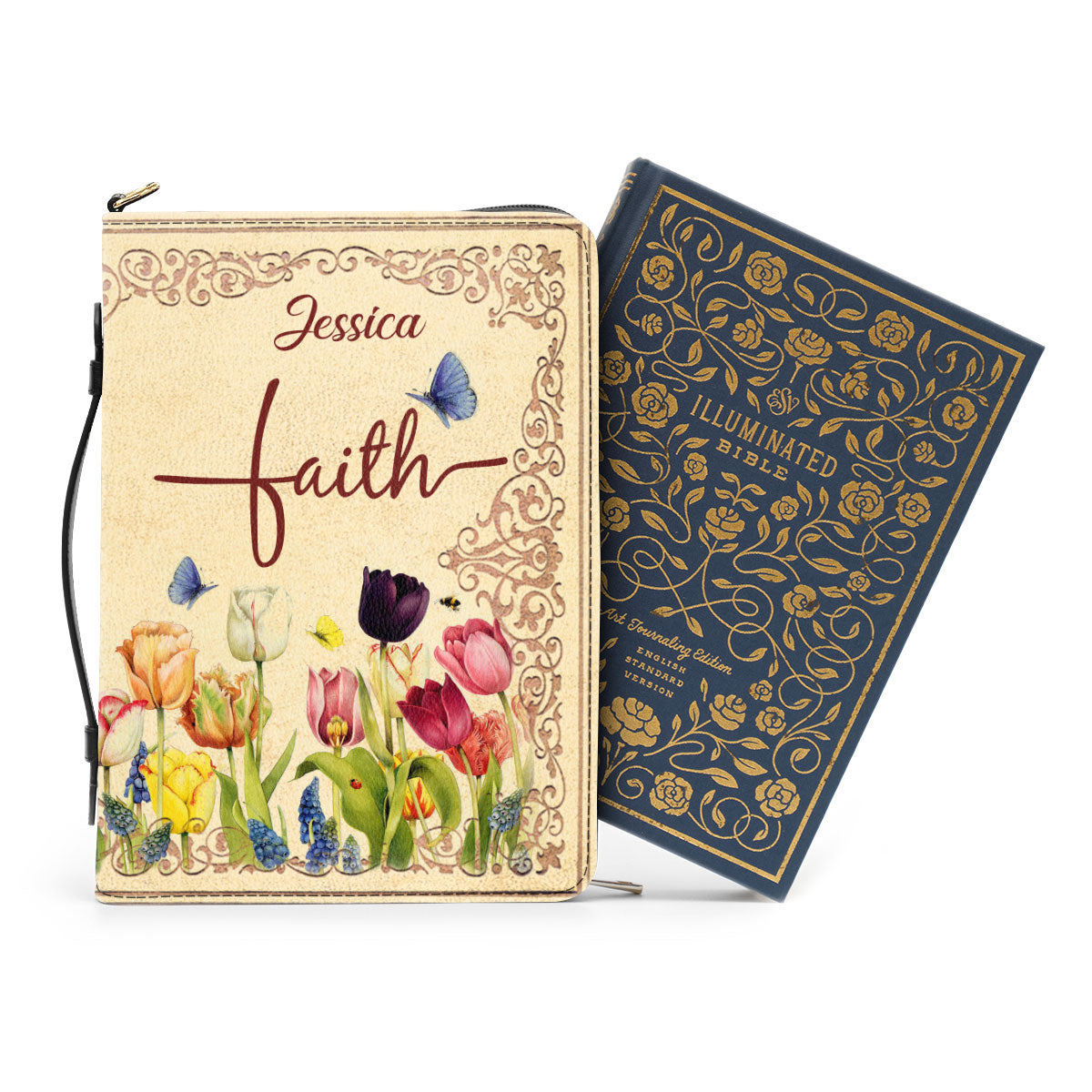 Jesuspirit Flower Bible Cover | Delight Yourself In The Lord Leather Bible Case | Gift For Women's Ministry HN19