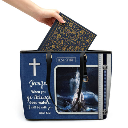 I Will Be With You - Unique Personalized Large Leather Tote Bag HIHN302