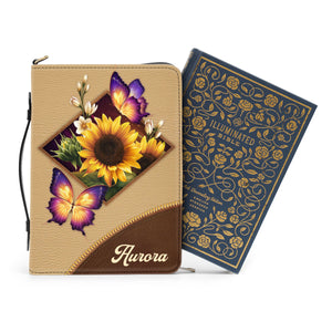 Personalized Butterfly And Sunflower Bible Cover I04