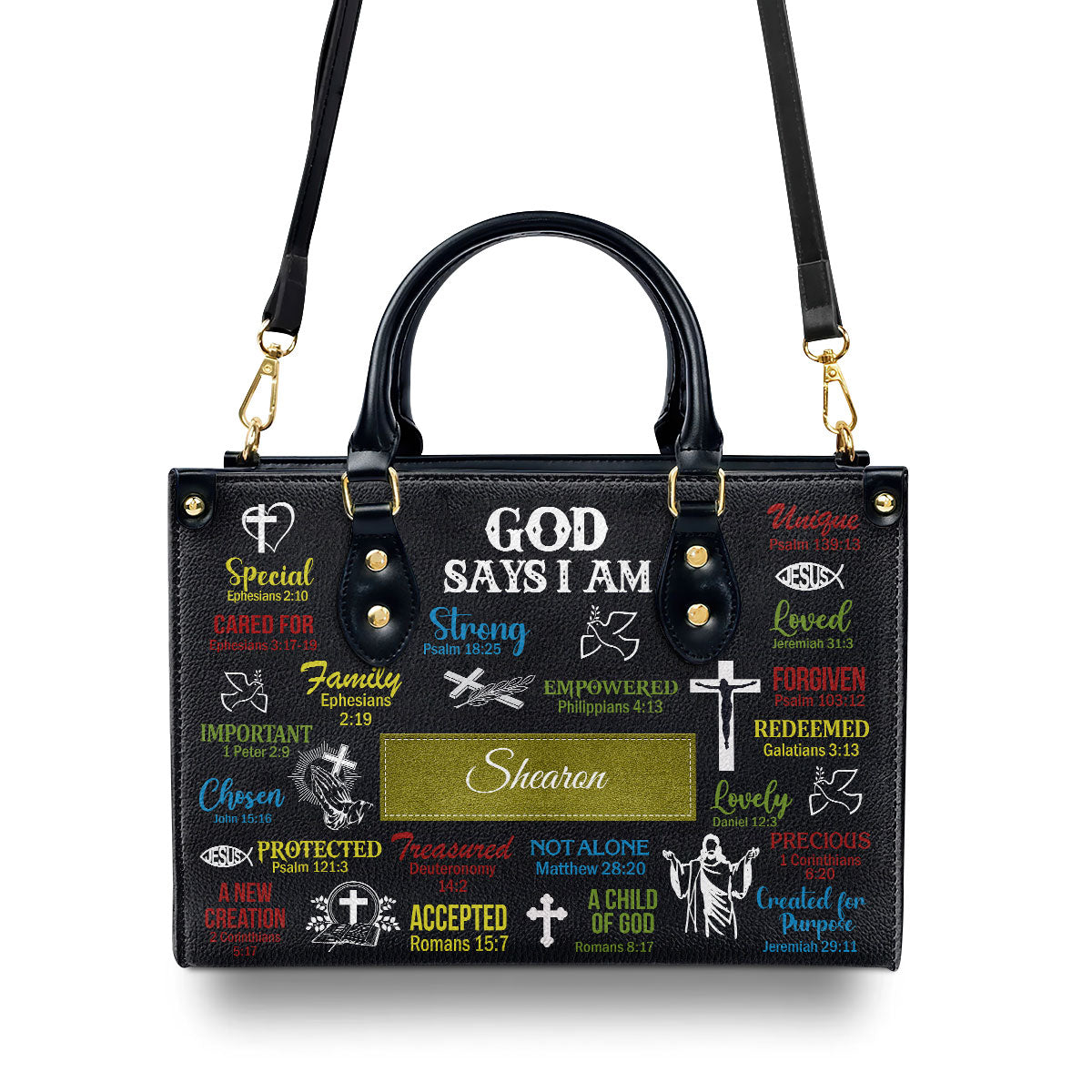 Jesuspirit | Personalized Leather Handbag With Handle | What God Says About You | Scripture Gifts For Women Of God LHBH742