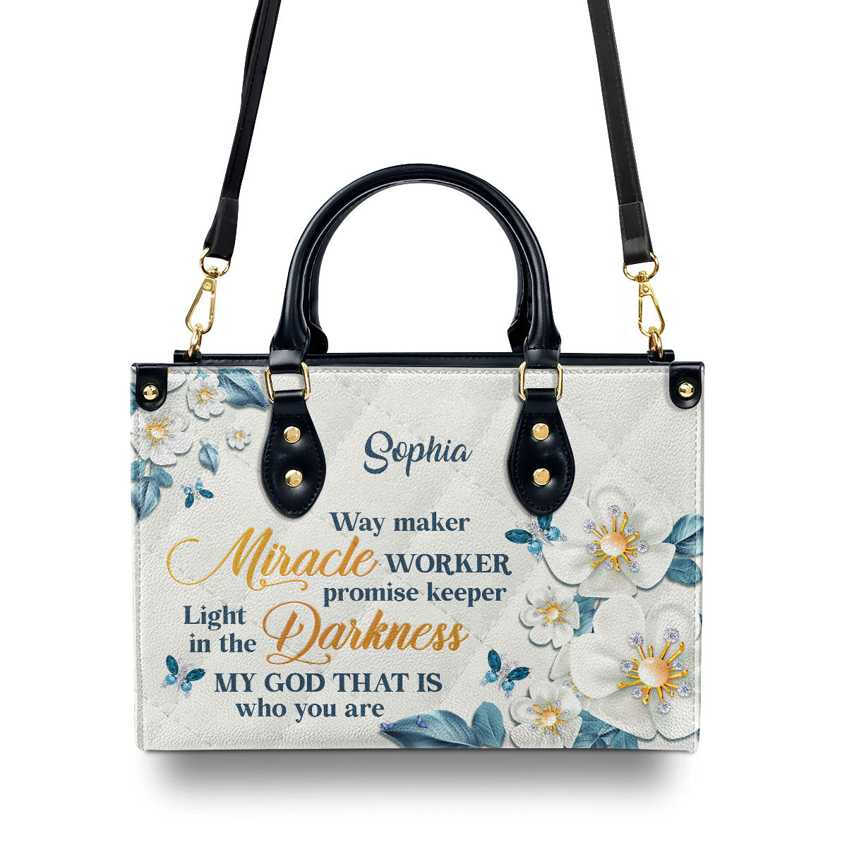 Personalized Leather Handbag With Handle | Way Maker And Miracle Worker