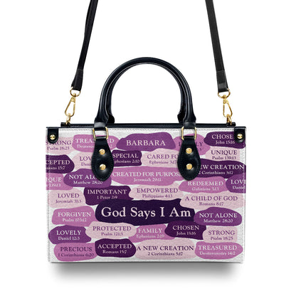 Jesuspirit | Personalized Zippered Leather Handbag | What God Says About You | Spiritual Gift For Worship Members LHBHN699