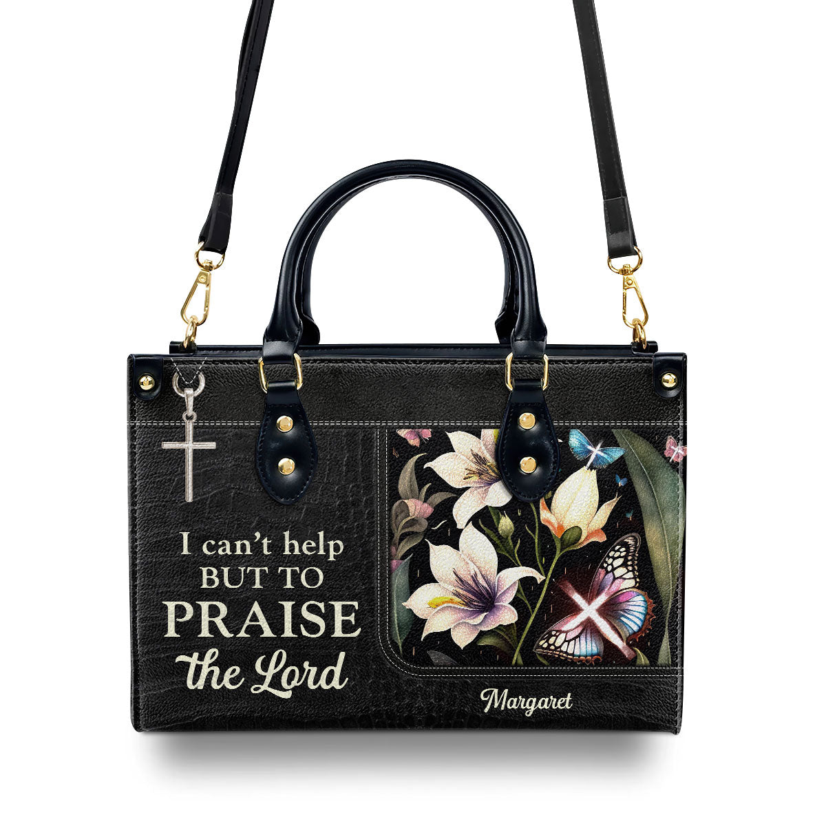 Jesuspirit | Personalized Zippered Leather Handbag With Handle | Religious Gift For Worship Friends | I Can't Help But To Praise The Lord LHBHN797