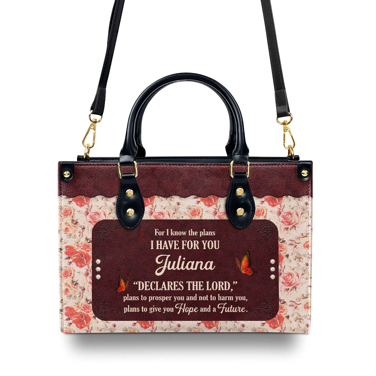 Jesuspirit | Jeremiah 29:11 | Personalized Zippered Leather Handbag | For I Know The Plans I Have For You | Religious Gift For Female Pastors LHBHN802