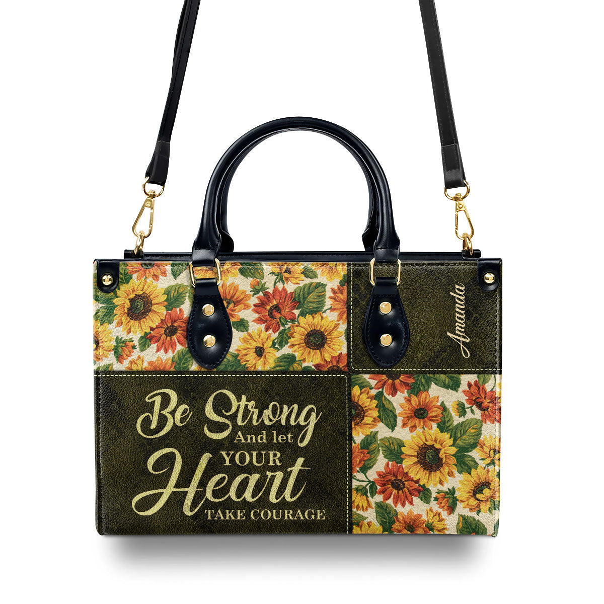 Jesuspirit | Personalized Leather Handbag With Handle | Psalm 31:24 | Gift For Bible Study Groups | Be Strong And Let Your Heart Take Courage LHBHN805