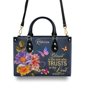 Jesuspirit | Blessed Is The Woman Who Trusts In The Lord | Jeremiah 17:7 | Personalized Flower Leather Handbag LHBM680