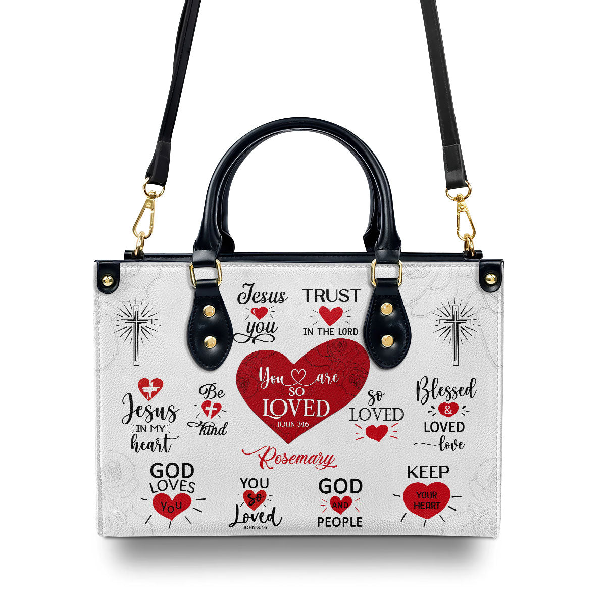 Jesuspirit | Personalized Leather Handbag With Handle | Romantic Religious Gifts For Christian Women | You Are So Loved LHBM708