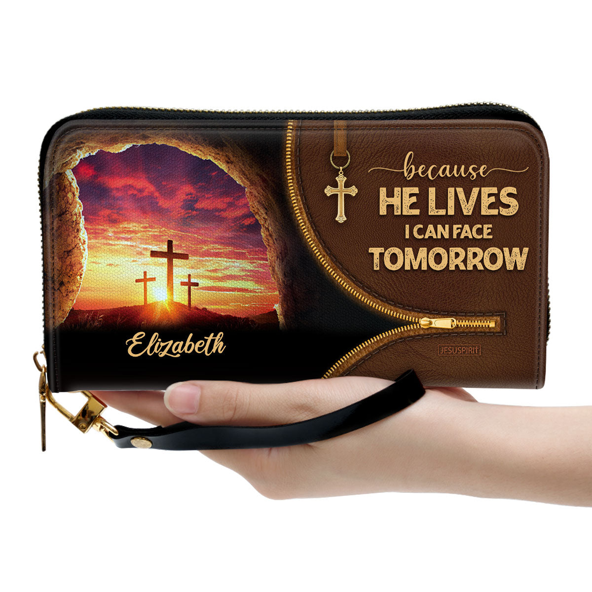 Because He Lives, I Can Face Tomorrow - Personalized Clutch Purse NUH267