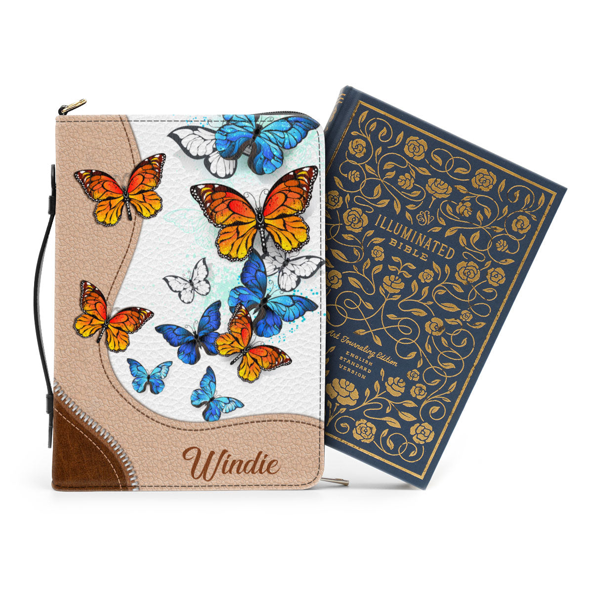 Jesuspirit | Personalized Bible Cover | Zippered Butterfly Bible Case With Name NUH324