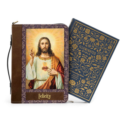 Jesuspirit Leather Bible Cover With Handle - The Word Was With God Bible Case NUH337B