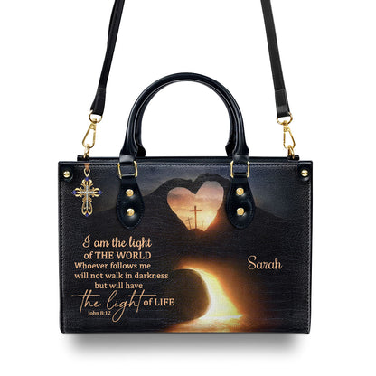 Beautiful Personalized Leather Handbag - I Am The Light Of The World NUH450