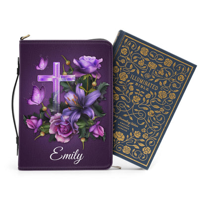 Jesuspirit Personalized Floral Cross Bible Cover | Bible Carrying Case | Family Gift NUH485