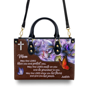 Meaningful Personalized Leather Handbag For Mom - May The Lord Bless You And Protect You NUHN363