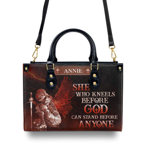 Special Personalized Leather Handbag - Who Kneels Before God Can Stand Before Anyone NUM381