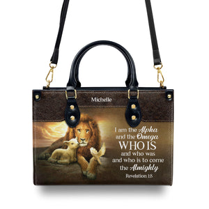 I Am The Alpha And The Omega - Lovely Personalized Leather Handbag NUM457