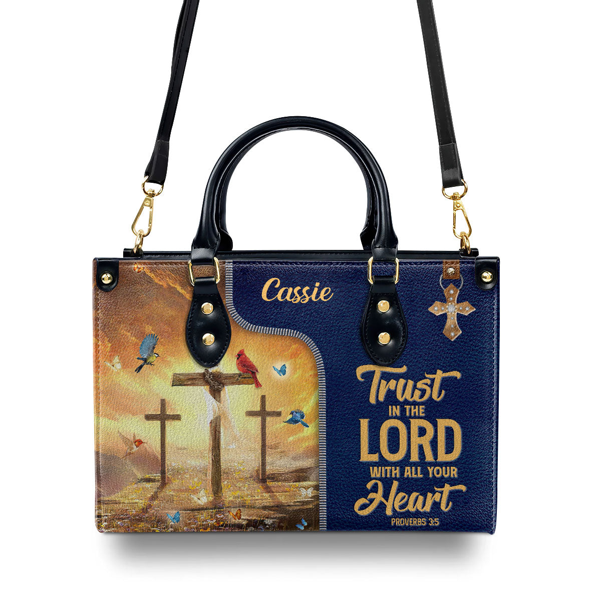 Trust In The Lord With All Your Heart - Awesome Personalized Leather Handbag NUM500