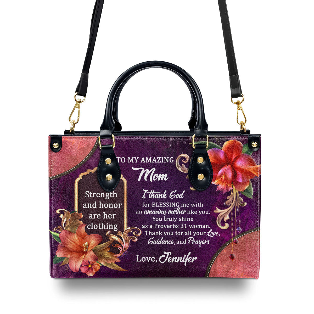 To My Amazing Mom Sweet Personalized Leather Handbag NUM384