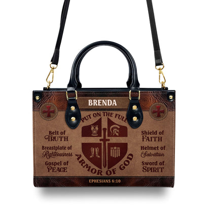 Jesuspirit | Personalized Leather Handbag With Zipper | Armor Of God LHBM771