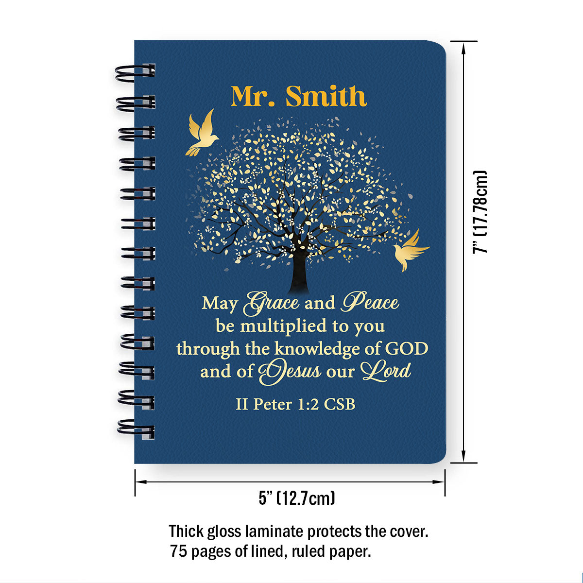Jesuspirit  | Religious Gift For Christian People | Grace And Peace  | Personalized Spiral Journal SJNAM1003A
