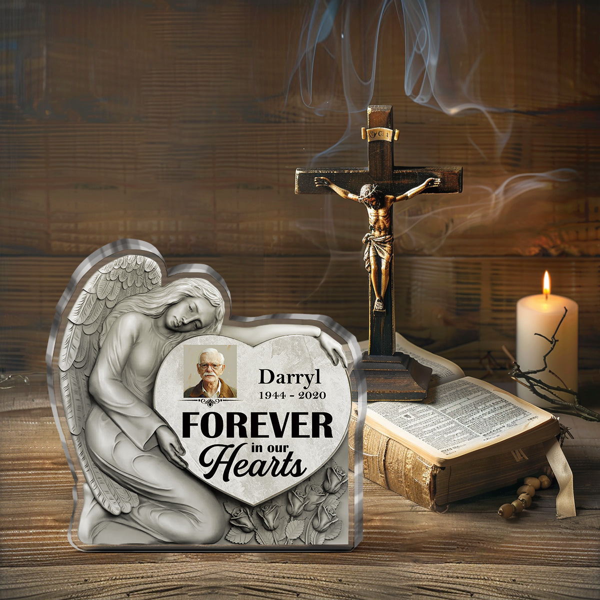 Forever In Our Hearts | Personalized Custom Shaped Squared Acrylic Plaque JSAPPPT1669TA