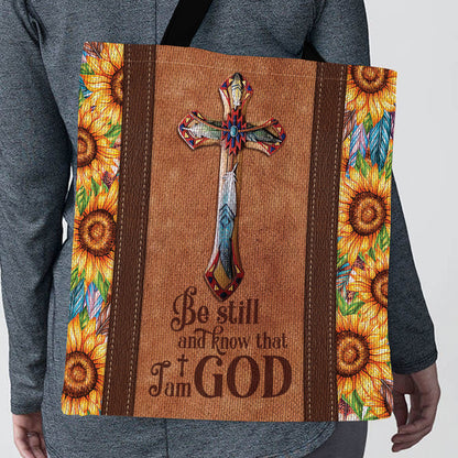 Be Still And Know That I Am God - Special Sunflower Cross Tote Bag NM135