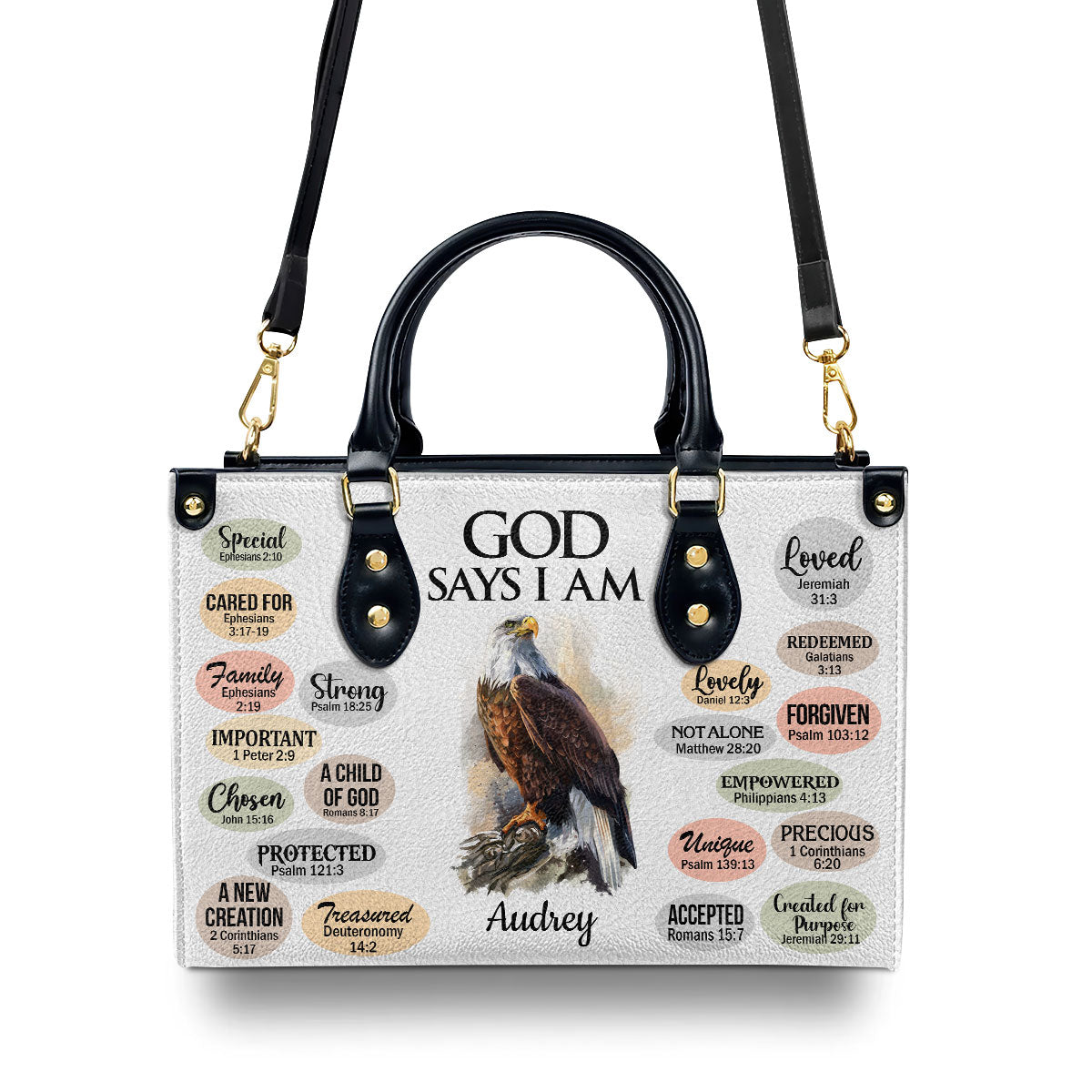 Jesuspirit | Personalized Animal Leather Handbag With Handle | What God Says About You | Christian Gifts For Religious Women LHBH740