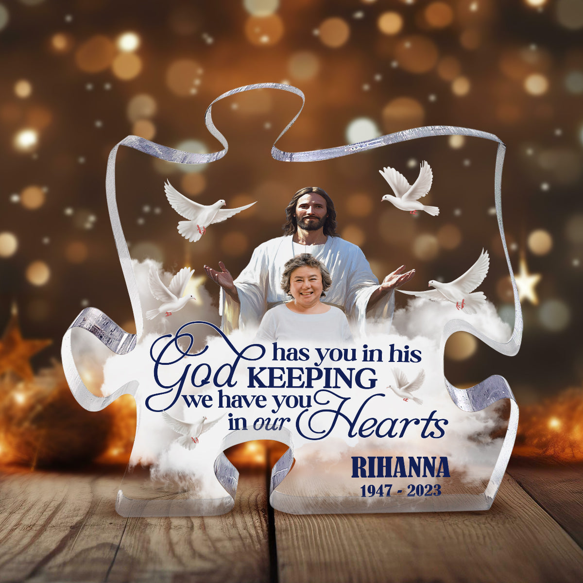 Safe In The Arms Of Jesus | Personalized Custom Shaped Squared Acrylic Plaque JSAPPPT1580M