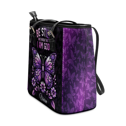Be Still And Know That I Am God | Personalized Large Leather Tote Bag LLTBN684