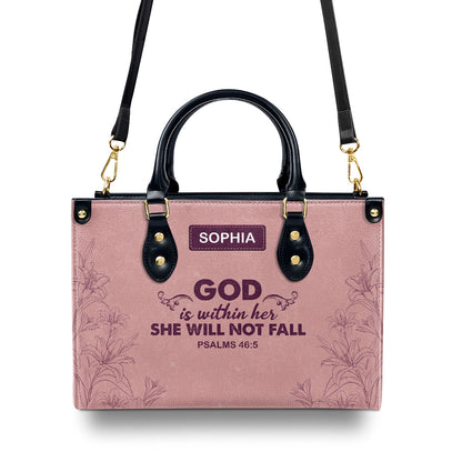 Faith Flower | Personalized Leather Handbag JSLHBPT836TA