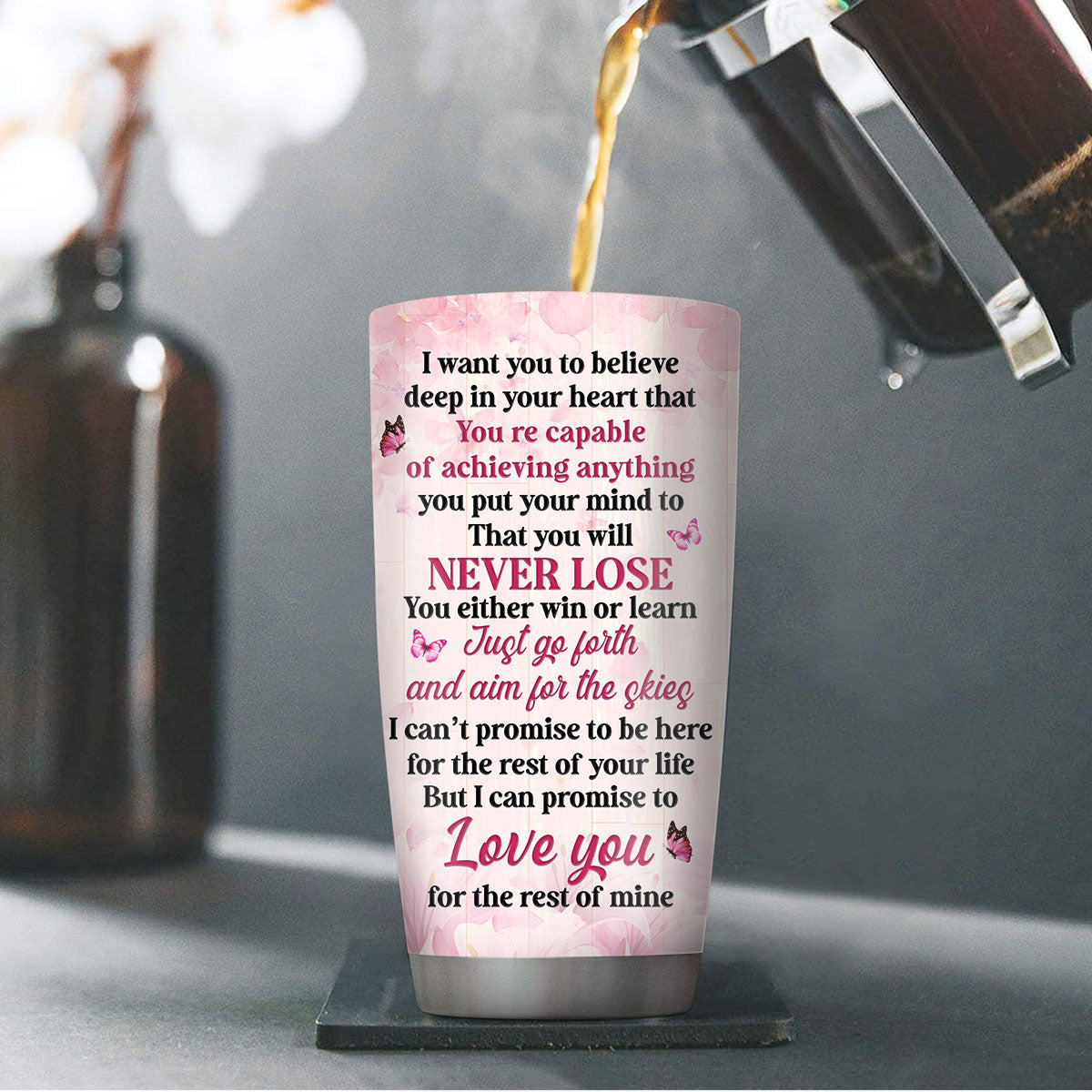 You’re Capable Of Achieving Anything - Personalized Stainless Steel Tumbler 20oz For Grandchildren NUHN221