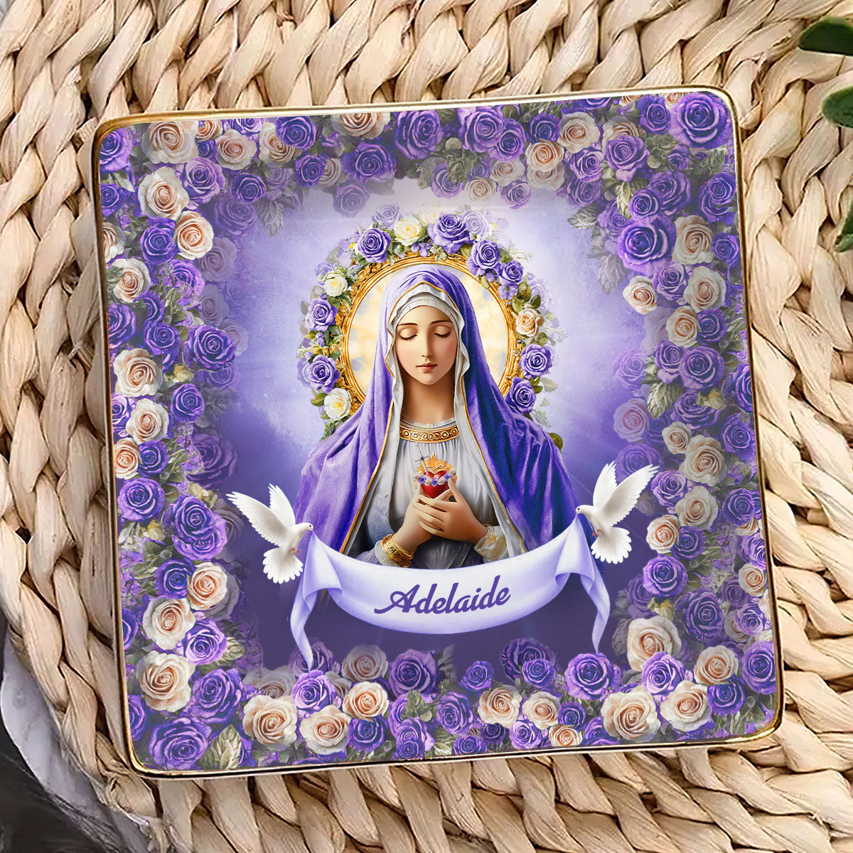 Heavenly Grace | Personalized Ceramic Ring Dish Square