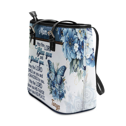 May The Lord Bless You And Protect You | Personalized Large Leather Tote Bag LLTBM784