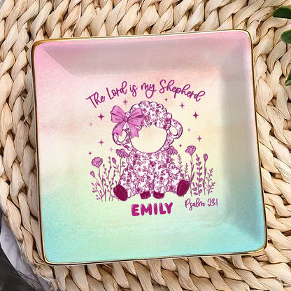 The Lord Is My Shepherd | Personalized Ceramic Ring Dish Square
