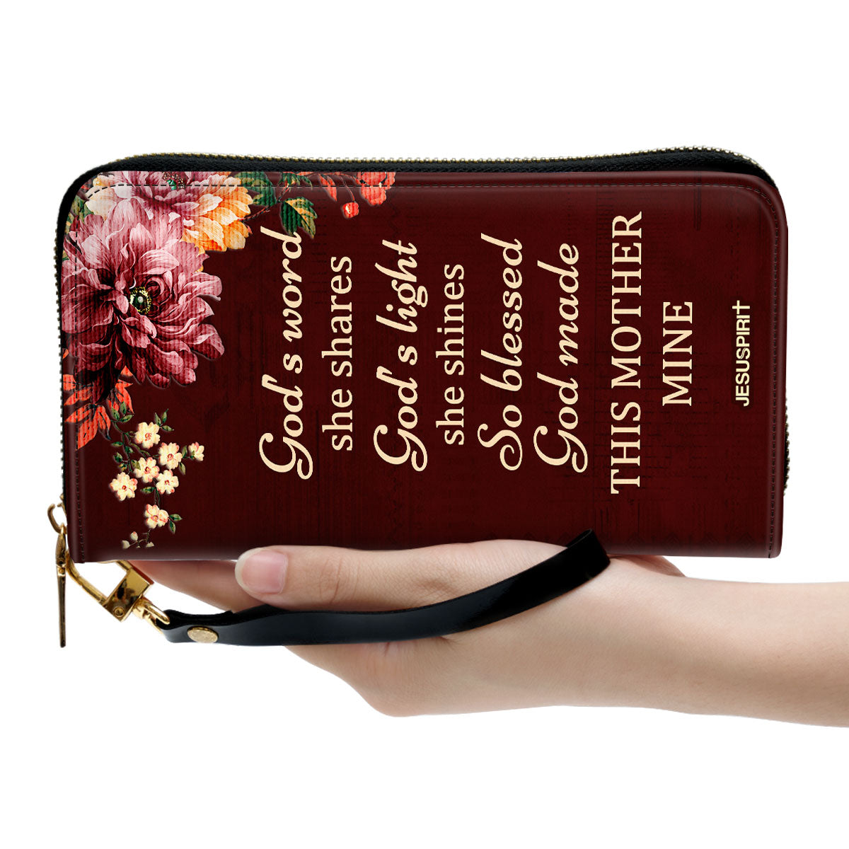 Jesuspirit | To My Loving Mom | Meaningful Christian Gift From Child To Mother | Zippered Leather Clutch Purse NUHN372B