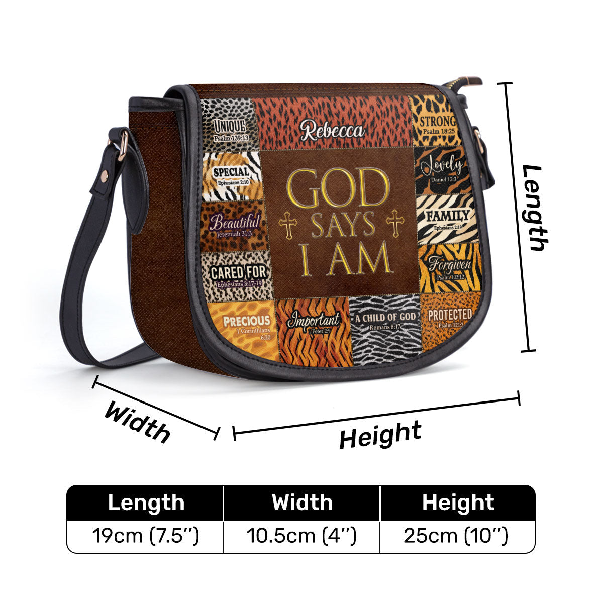 God Says I Am Unique - Personalized Leather Saddle Bag LHBM724