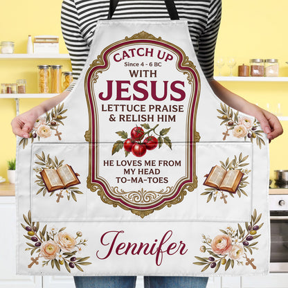 He Loves Me From My Head To My Tomatoes | Personalized Apron With Pocket
