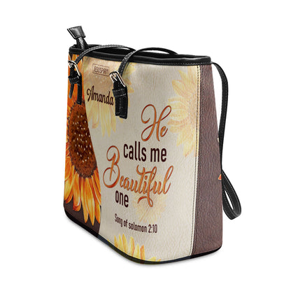 He Calls Me Beautiful One - Special Butterfly Large Leather Tote Bag AM231