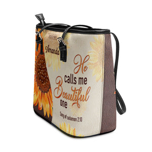 He Calls Me Beautiful One - Special Butterfly Large Leather Tote Bag AM231
