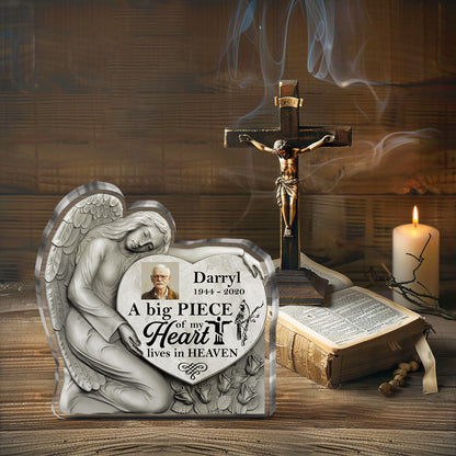 A Big Piece Of My Heart Lives In Heaven | Personalized Custom Shaped Squared Acrylic Plaque JSAPPPT1664TA