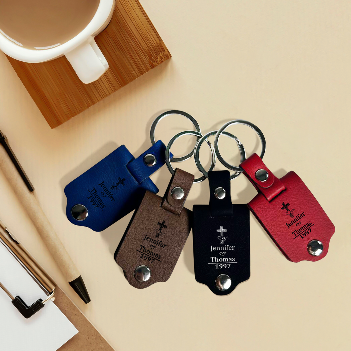 God Knew My Heart Needed You - Leather Photo Keychain LPKM07